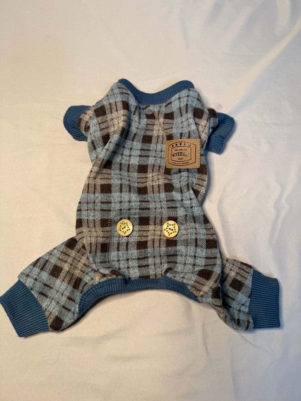 Kyeese Light Blue Plaid Dog Pajamas